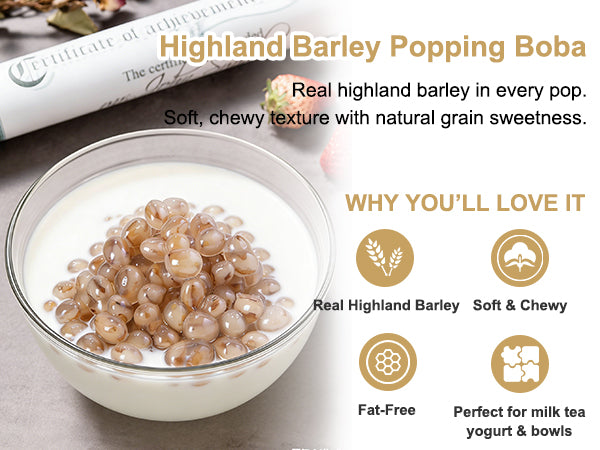Highland Barley Real Fruit Popping Boba