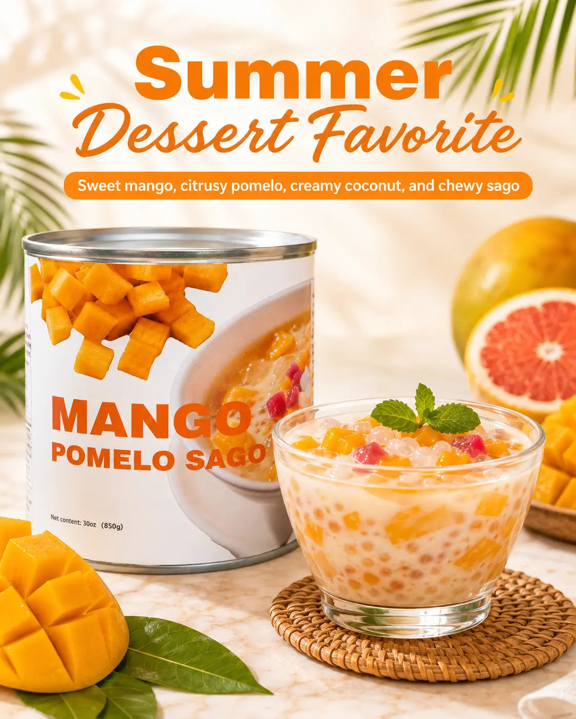 Mango Pomelo Sago Dessert Base – 30 oz