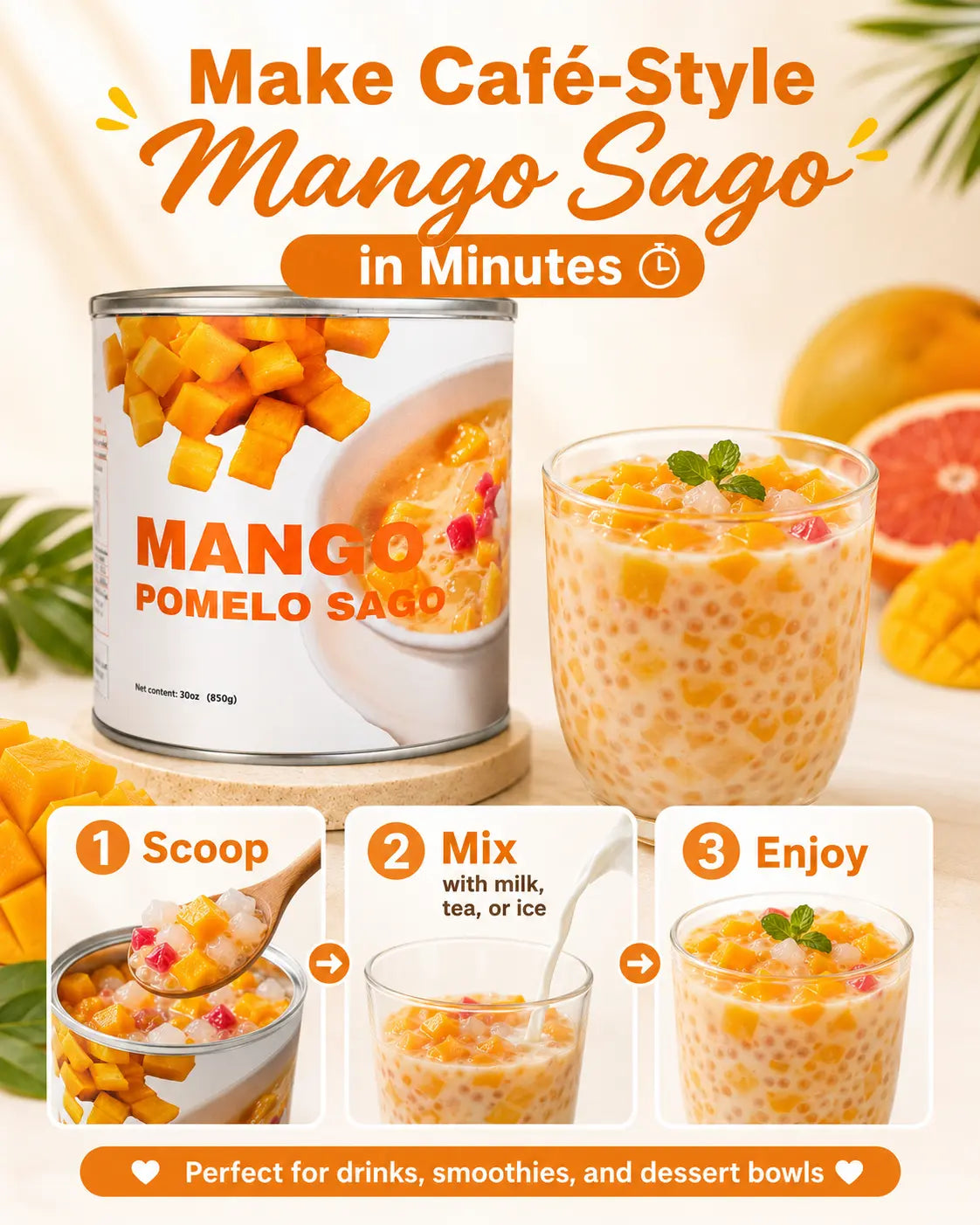 Mango Pomelo Sago Dessert Base – 30 oz