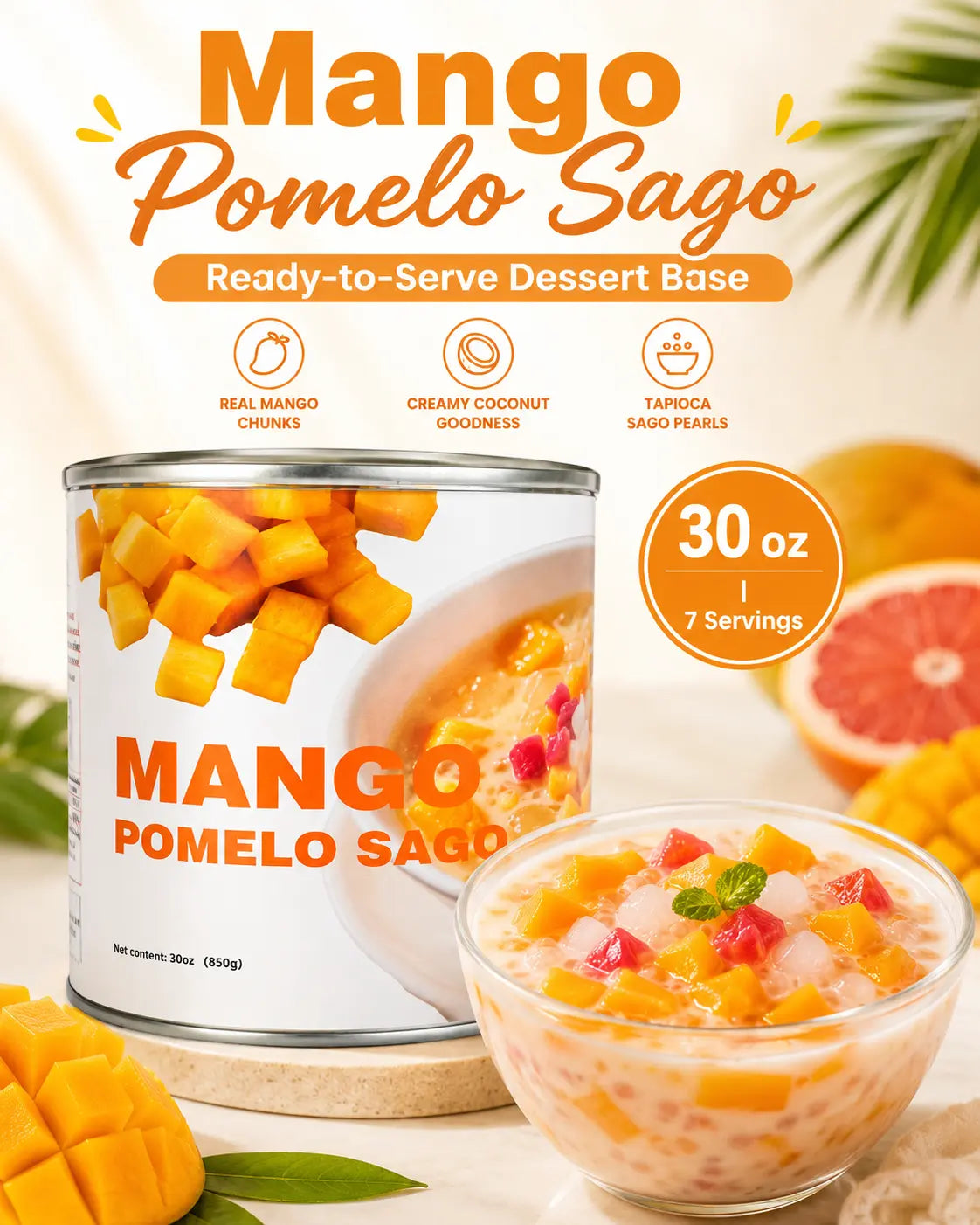 Mango Pomelo Sago Dessert Base – 30 oz