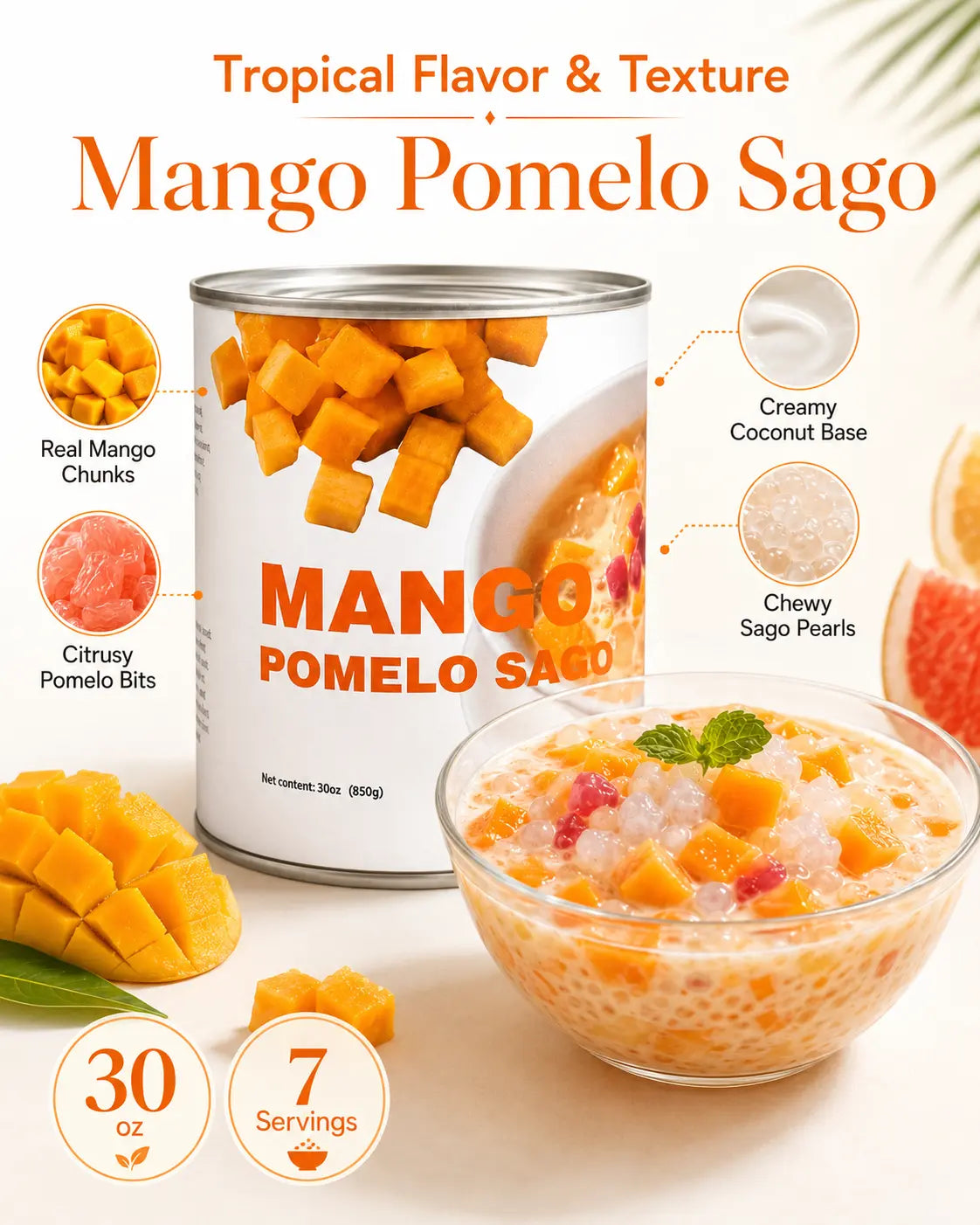 Mango Pomelo Sago Dessert Base – 30 oz