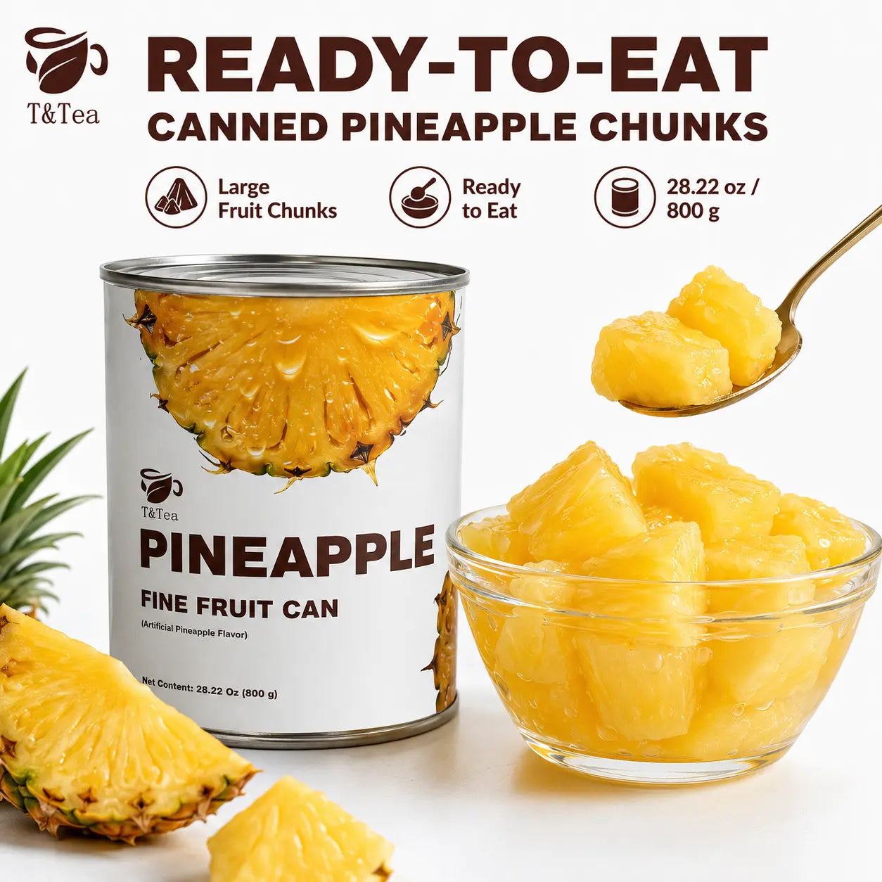 Ready-to-Eat Pineapple Chunks – 800 g