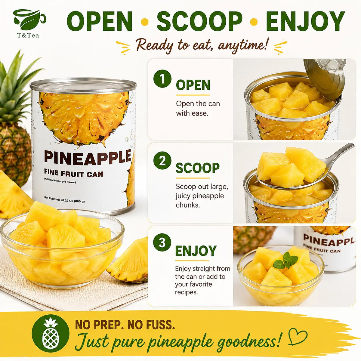 Ready-to-Eat Pineapple Chunks – 800 g