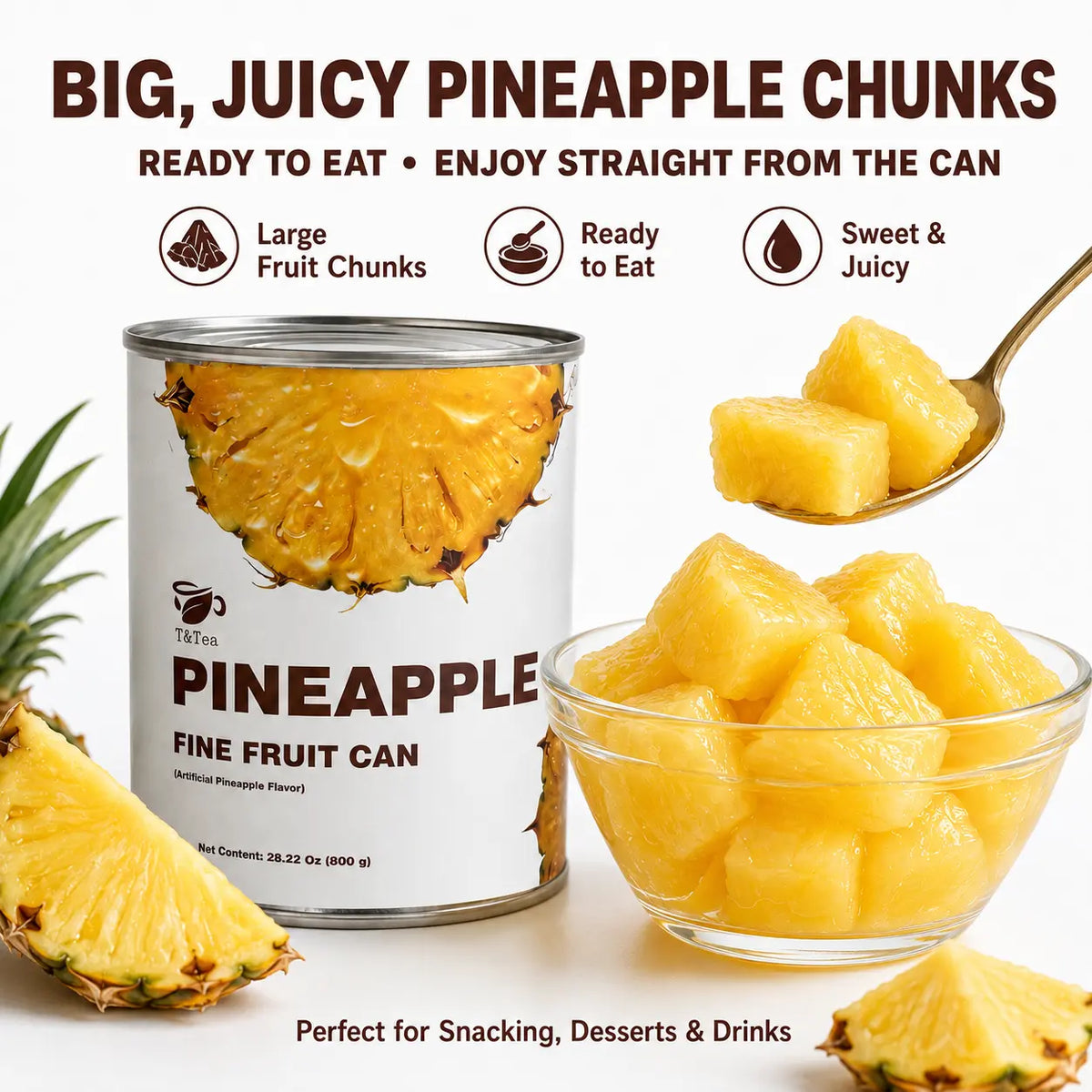 Ready-to-Eat Pineapple Chunks – 800 g
