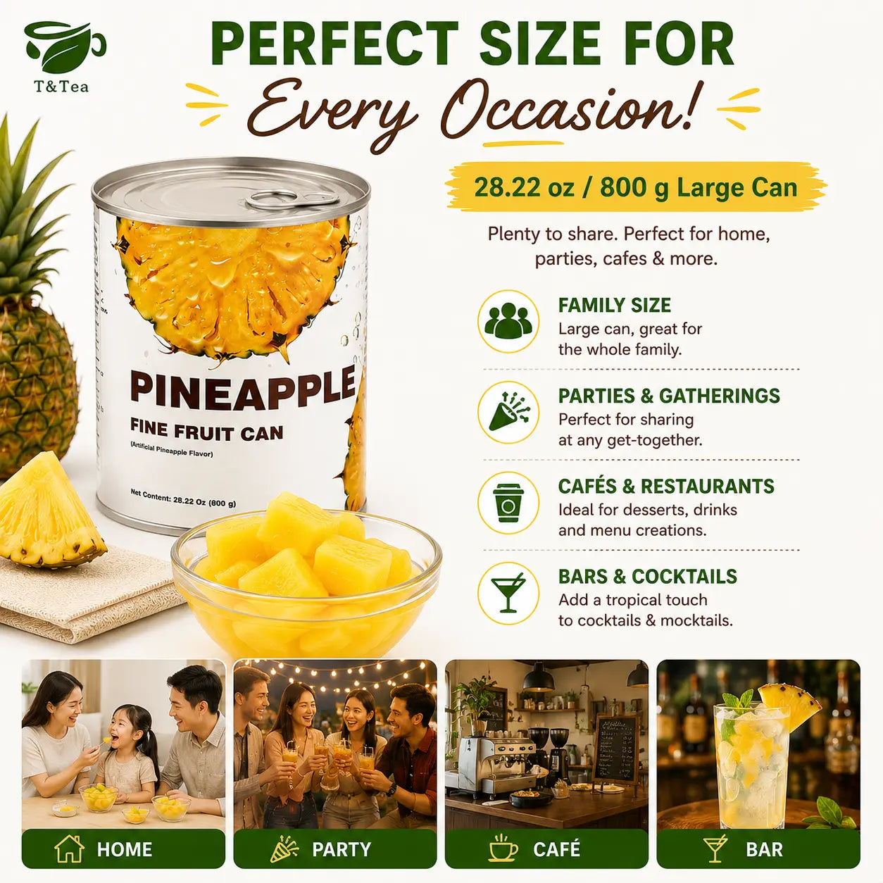 Ready-to-Eat Pineapple Chunks – 800 g