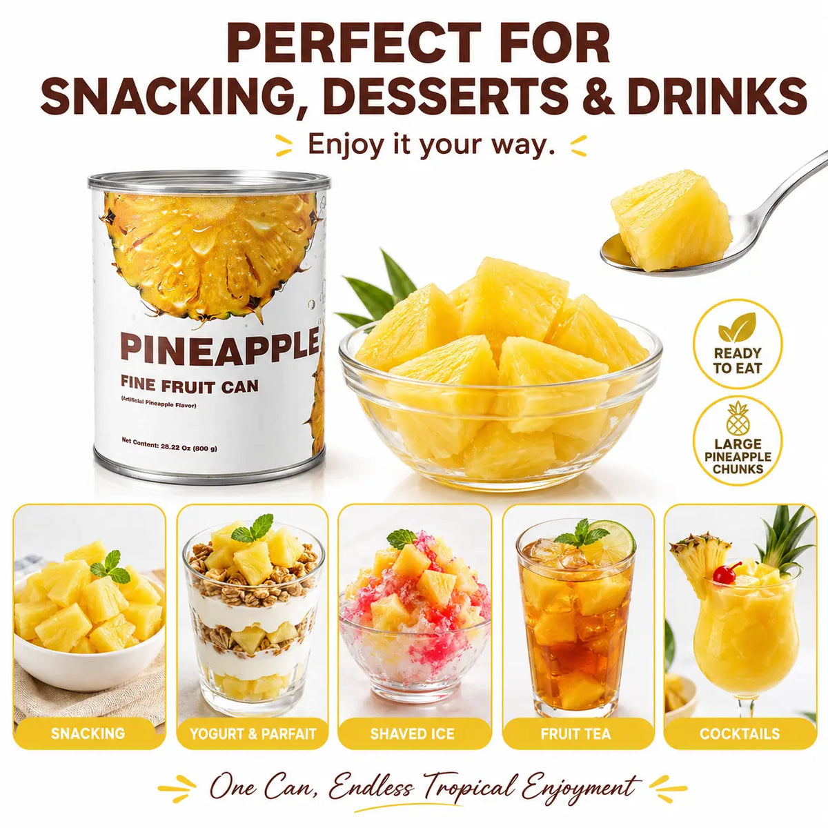 Ready-to-Eat Pineapple Chunks – 800 g